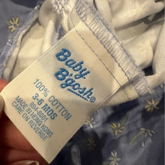 Vintage Oshkosh Light Blue Overalls Shortalls Daisy Print Baby 3-6 Mo Tide Label - Picture 5 of 8